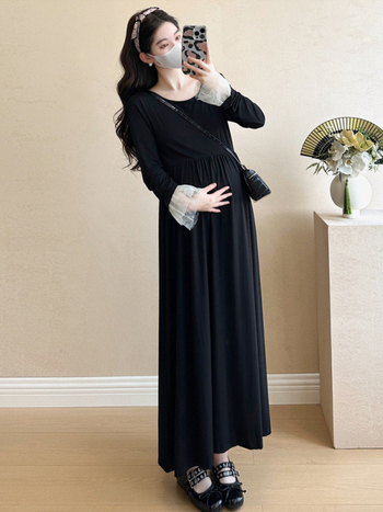 Rasedate kostüüm midi seelikuga: pikad varrukad, ühtne värv; materjalide koostis: akrüül 70–80% + Spandex <30% polüesteri segus