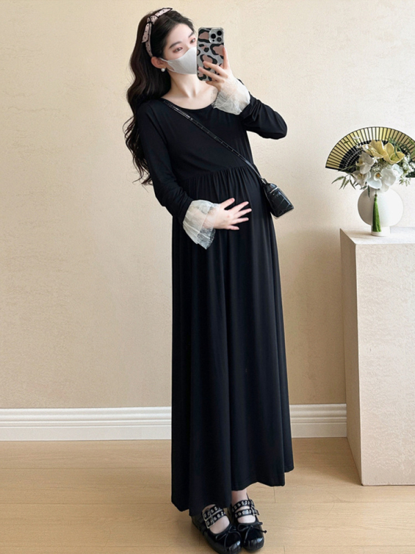 Rasedate kostüüm midi seelikuga: pikad varrukad, ühtne värv; materjalide koostis: akrüül 70–80% + Spandex <30% polüesteri segus