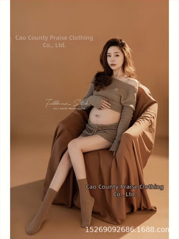 Rasedate fotosessiooni riidekomplekt — Top Set, pikad varrukad, polüester, ühesugune muster, talv 2022