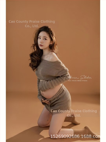 Rasedate fotosessiooni riidekomplekt — Top Set, pikad varrukad, polüester, ühesugune muster, talv 2022