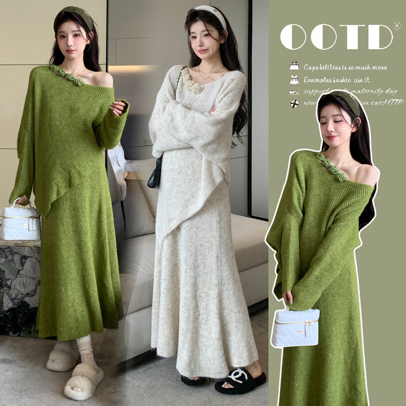 Rasedate kudumiskomplekt: seelikukostüüm, pikad varrukad, akrüülkiud, 2025 väljaanne, tänav stiil