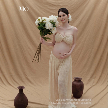 Rasedate fotosessiooni komplektid, varrukateta, midi seelik, polüesterkangas, kunstiline vintage stiil, siseruumides kodu fotosessioon