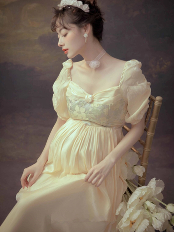 Sünnituse fotosessiooni kostüüm - retro õlimaal stiil, lühikeste varrukatega top ja pikkade pükstega komplekt, 90% polüester