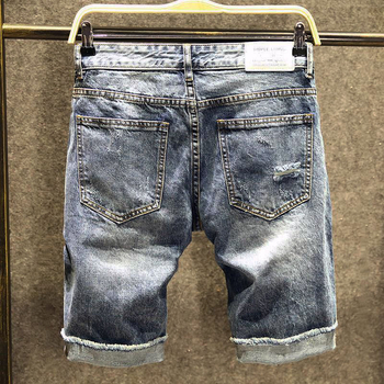 Meeste džinnist lühikesed püksid, vaba lõige, K-stiil, sirge lõige, keskmine vöökoht, lumehõõru pesu, puuvilla-denimi segu
