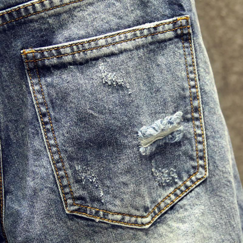 Meeste džinnist lühikesed püksid, vaba lõige, K-stiil, sirge lõige, keskmine vöökoht, lumehõõru pesu, puuvilla-denimi segu