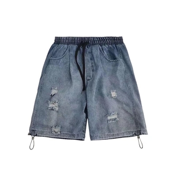 Meeste denimlühikesed püksid, suve mudel, sirge lõige, viie taskuga disain, puuvillasegu 55%