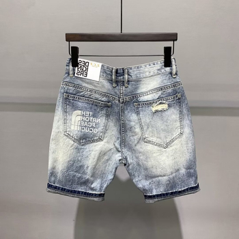Meeste casual suve džinšortsid, slim fit, distressed, kapri pikkus, 65% puuvill, Korea stiil