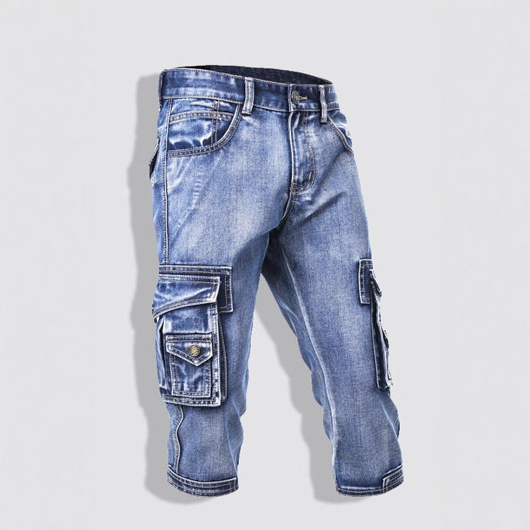 Meeste džinšordid mitme taskuga, lühike pikkus, keskmine vöökoht, tõmblukk, 95% puuvill