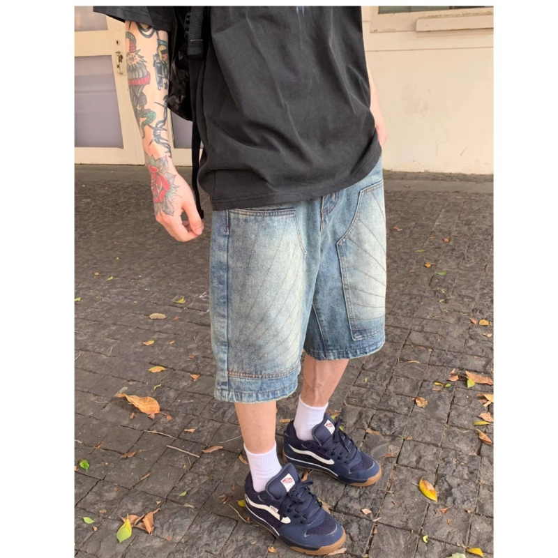 Meeste teksad sirge lõikega, keskmine talje (pesatud; 60% puuvill; taskudekoratsioonid)