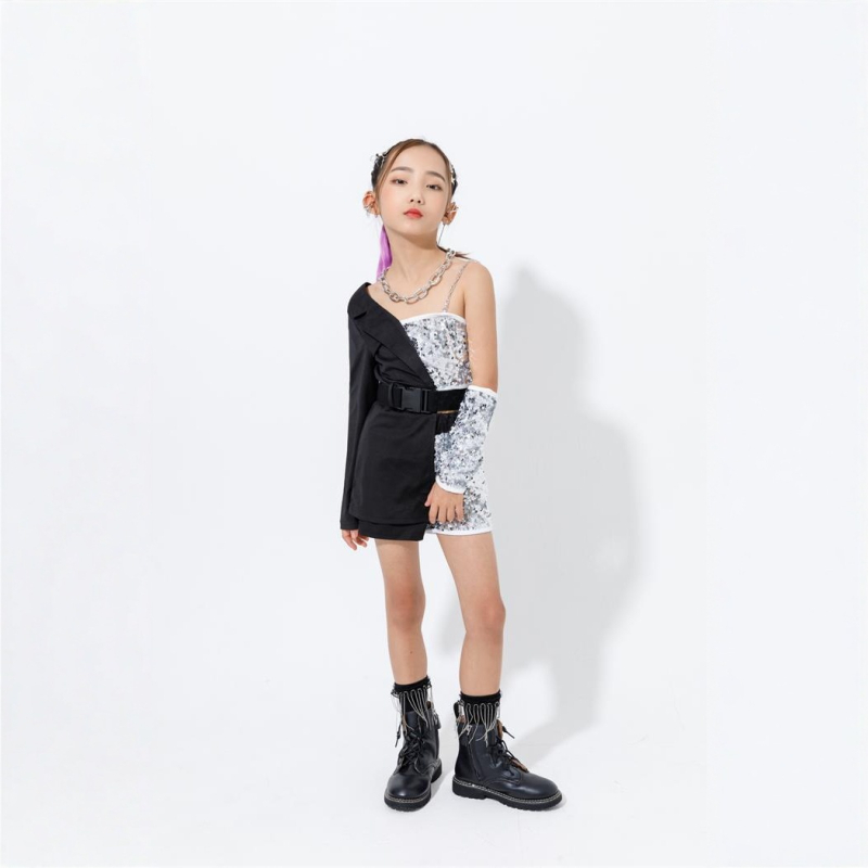 Tüdrukutele džäzz-tantsukostüümi komplekt - Korea stiil, 95% polüester, 3–8-aastastele, sügis 2022