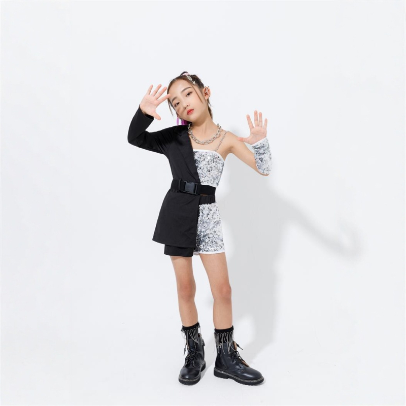 Tüdrukutele džäzz-tantsukostüümi komplekt - Korea stiil, 95% polüester, 3–8-aastastele, sügis 2022