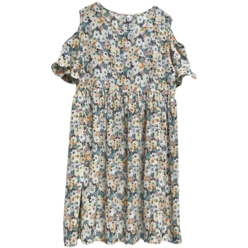 Rasedate jaoks mõeldud midi kleit ümmarguse kaelusega, A-liiniline lõige, 3/4 varrukad, 95% polüester