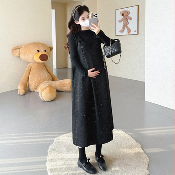 Rasedate sügis-talvise sequin kleit komplekt aluseks top, pikkade varrukatega, midi pikkus, viskoosi segu 30–50%, seelik-kostüümi stiil