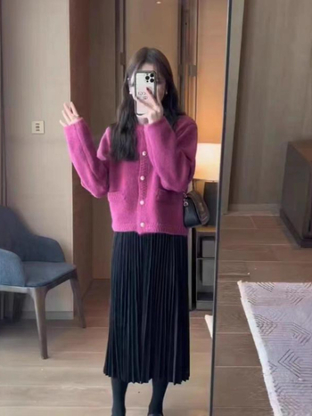 Rasedate plisseeritud midi seelik, puuvill-poliesteri segu, ühtlane värv, sügis 2025