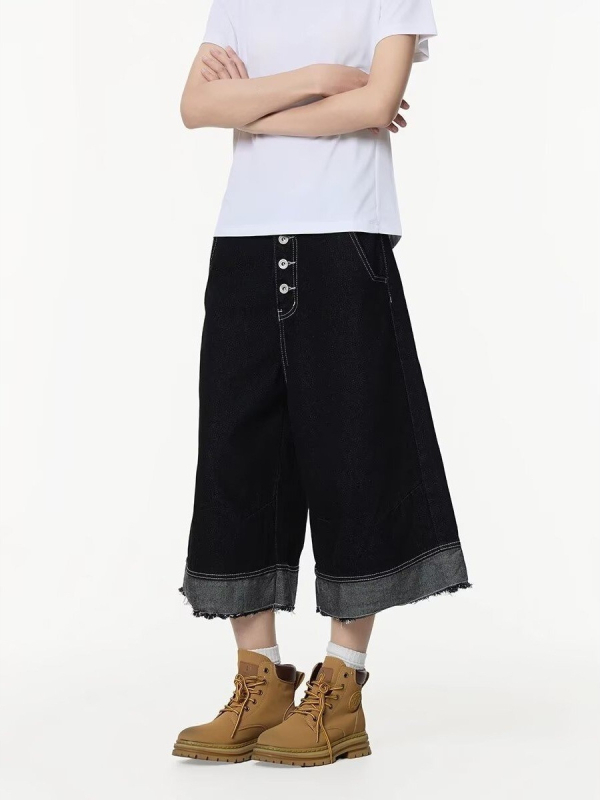 Meeste puuvillased cropped laia jala püksid suveks, kolledži stiil, 30-60% puuvill