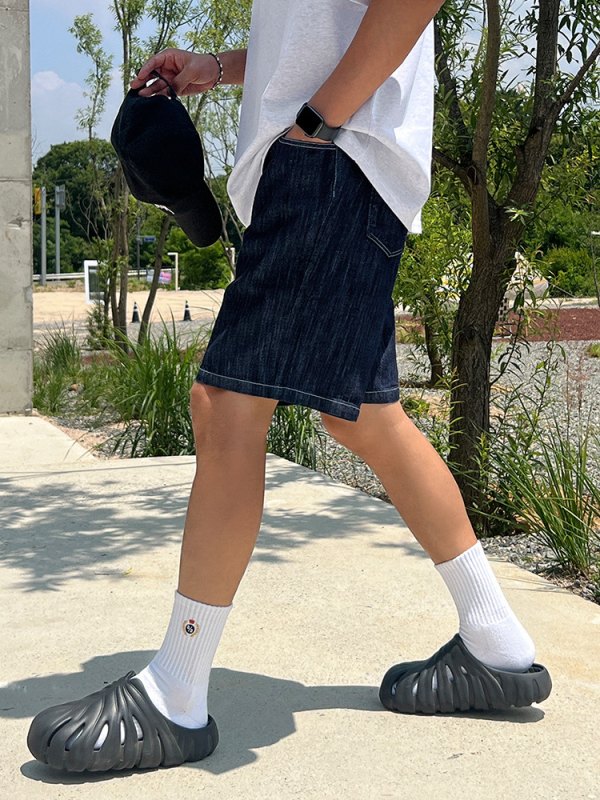 Meeste džinide lühikesed püksid, vaba lõige, suvi, Korea stiil, 85% puuvill / 15% polüester