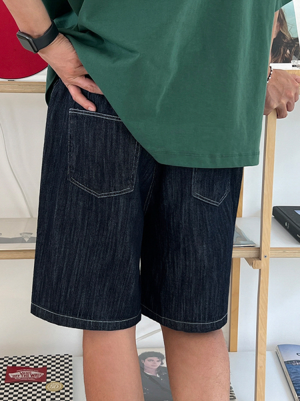 Meeste džinide lühikesed püksid, vaba lõige, suvi, Korea stiil, 85% puuvill / 15% polüester