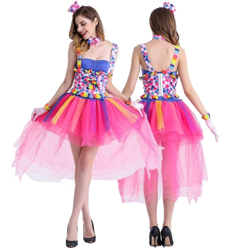 Klaun kostüüm kommivärvides, lavaproduktsiooniks, polüesterkangas, polüestri sisaldus 50–70%