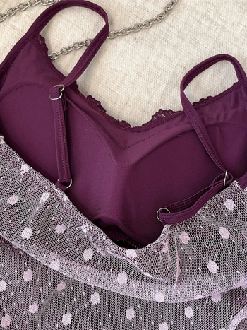 Punktmustriga pitsiline võrgust bustier crop top avatud seljaga, puuvill-elastaan, kitsas lõige, lühike pikkus 40–50 cm