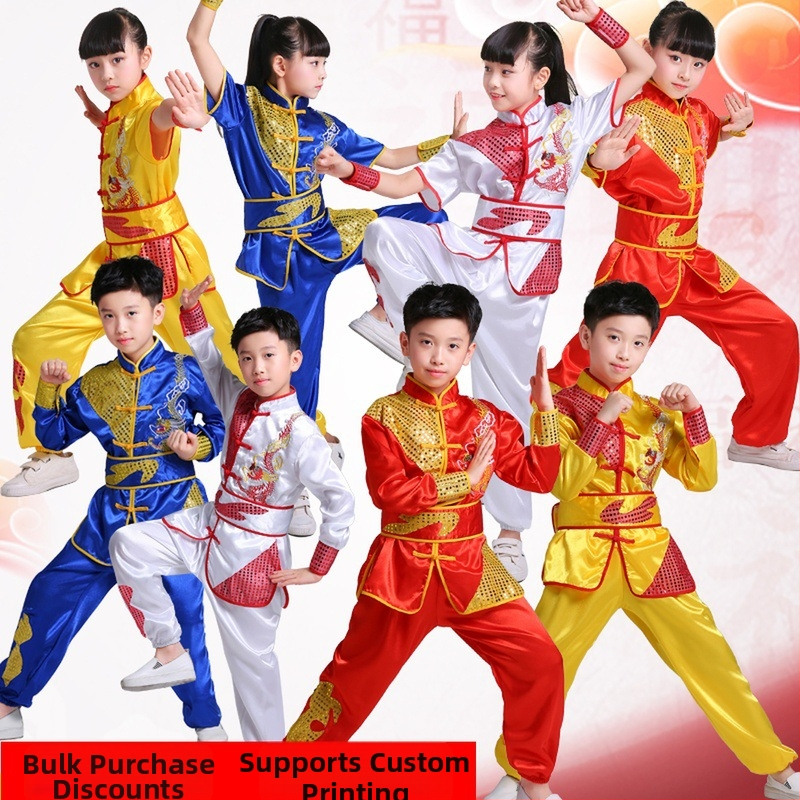 Laste võitluskunstide komplekt drakoni tikandiga, unisex, pikad ja lühikesed varrukad treeningriided. Bränd: Dancing Lin Xing; Materjal: Polüester; Põhitoote koostis: 80%; Vanuse rühm: kuni 17-aastased; Sugu: Unisex