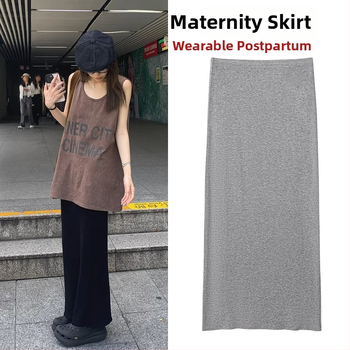 Tehotenská midi sukňa s golierom Lotus Leaf, rukáv Nine-Point, akrylová látka