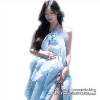 Tehotenské šaty pre štúdiovú fotku, francúzsky štýl, dlhé rukávy, polyester, zima 2025