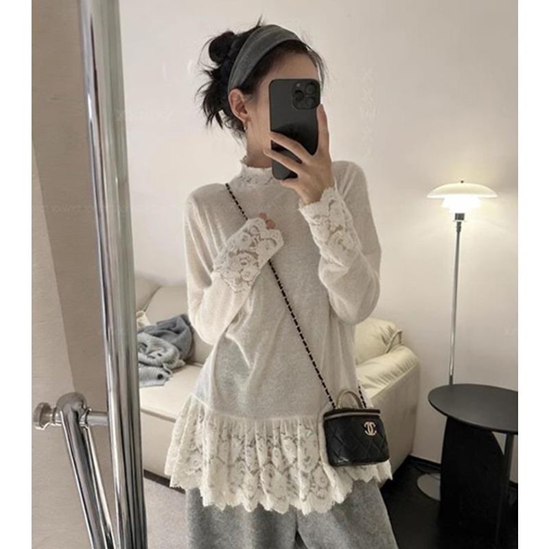 Polüesteri pikkade varrukatega alus-topp V-kaelusega, naiseline stiil, kevad 2025