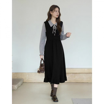 Rasedate kudumiskleit imetamisavaga, patchwork muster, pikad varrukad, pikk kleit, sügis 2025