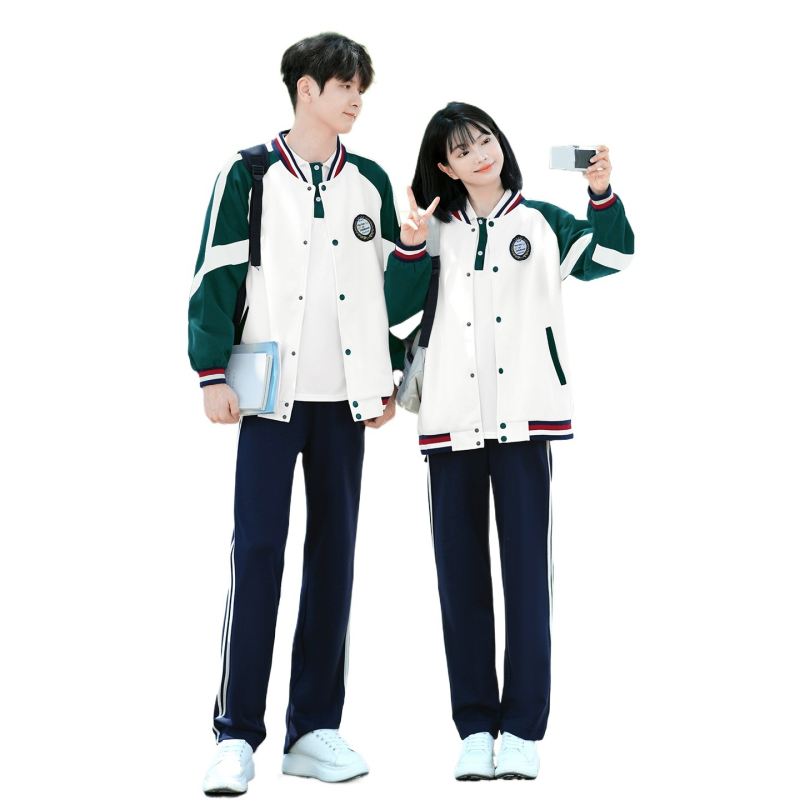 Set za parove: jesensko-zimski windbreaker i školska uniforma, trodjelni komplet (pamuk 80–90%, sekundarni pamuk <30%, jesen 2023)
