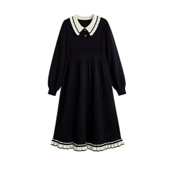 Kleit kaelaga, pikad varrukad, kudud materjal, akrüül 50-70% + kašmiri