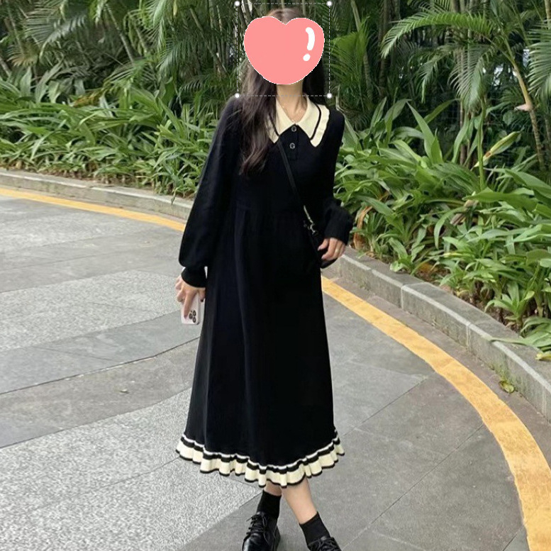 Kleit kaelaga, pikad varrukad, kudud materjal, akrüül 50-70% + kašmiri