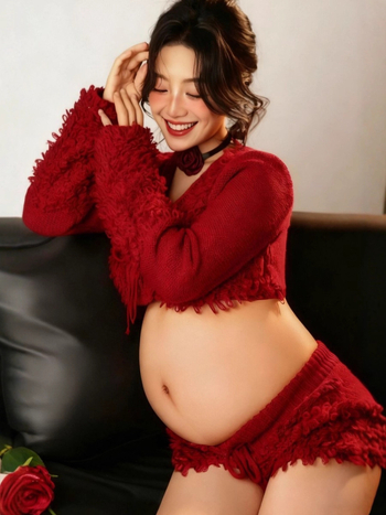 Raseduse fotosessiooni teema kampsunite komplekt, pikkade varrukatega, polüester 90–95%, 2025 sügis, kirjanduslik retro stiil, triikimata