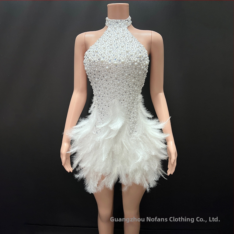 Novans balleti stiilis halterkleit pärl-diamantide ja luige sule aktsentidega, spandex 95%+, lavakostüüm naistele, sügis 2025