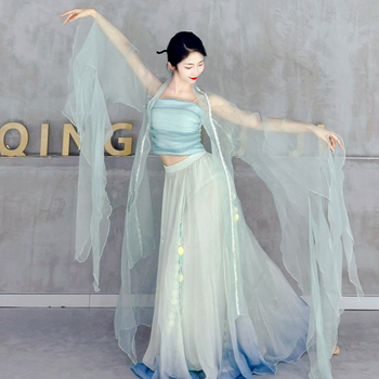 Kostým Belly Dance s priehľadnou gázy šatou a setom nohavíc-sukne s flitrami, polyester 90–95%