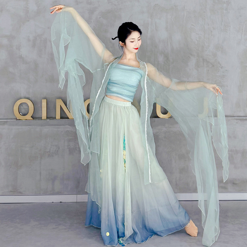 Kostým Belly Dance s priehľadnou gázy šatou a setom nohavíc-sukne s flitrami, polyester 90–95%