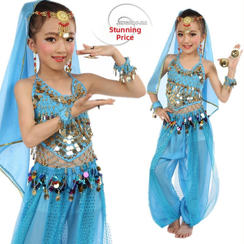 Bērnu Indijas deju uzvedes tērps – Belly dance komplekts, elegants stils, svaigs un salds, 2025. gada pavasaris, šifons, poliesters 50–70%