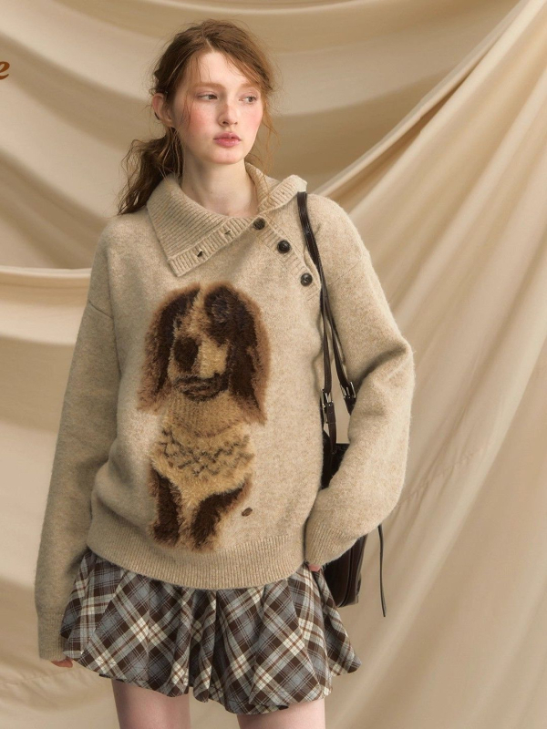 Kapucňový voľno strihaný pletený sveter — hrubá zmes ovčieho vlákna s regenerovanou celulózou, dlhé rukávy, bežná dĺžka