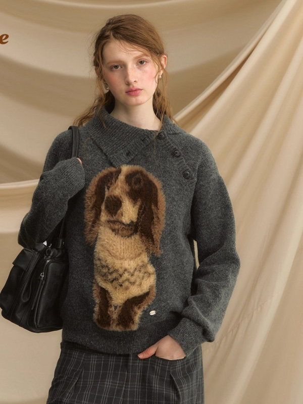 Kapucňový voľno strihaný pletený sveter — hrubá zmes ovčieho vlákna s regenerovanou celulózou, dlhé rukávy, bežná dĺžka