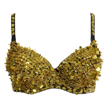 Prémiová podprsenka Belly Dance s korálkami a flitrami pre ženy (Hlavná tkanina: acetátové vlákno; Zmes chemických vlákien; Leto 2022; Vek 18–24; Vhodné pre bežné scénické oblečenie)