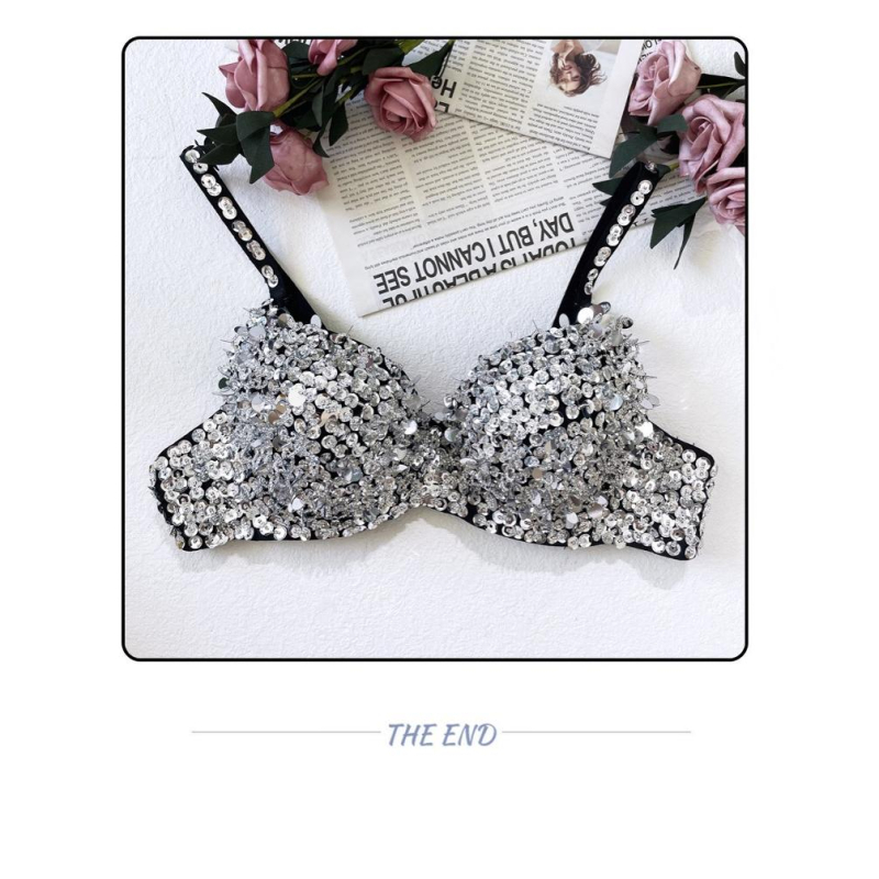 Prémiová podprsenka Belly Dance s korálkami a flitrami pre ženy (Hlavná tkanina: acetátové vlákno; Zmes chemických vlákien; Leto 2022; Vek 18–24; Vhodné pre bežné scénické oblečenie)