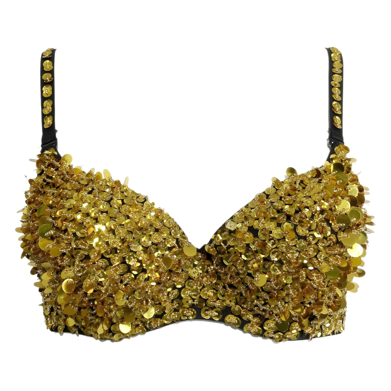 Prémiová podprsenka Belly Dance s korálkami a flitrami pre ženy (Hlavná tkanina: acetátové vlákno; Zmes chemických vlákien; Leto 2022; Vek 18–24; Vhodné pre bežné scénické oblečenie)