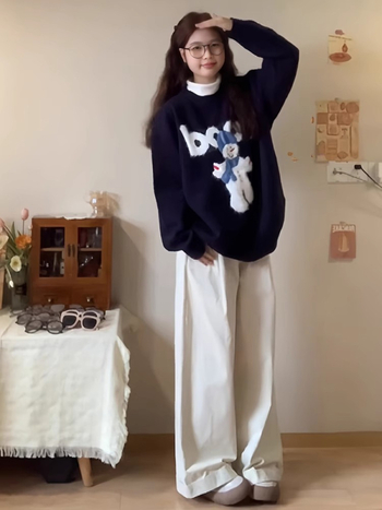 Chenille sveter so spandexom, voľný strih, polo golier, rukávy princeznej, Zima 2024