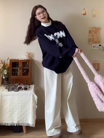 Chenille sveter so spandexom, voľný strih, polo golier, rukávy princeznej, Zima 2024