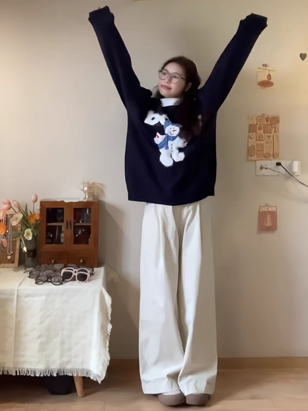 Chenille sveter so spandexom, voľný strih, polo golier, rukávy princeznej, Zima 2024