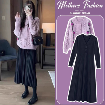 Dvojdielny pletený set: jednofarebný, 3/4 rukávy, nylonový materiál 95%+