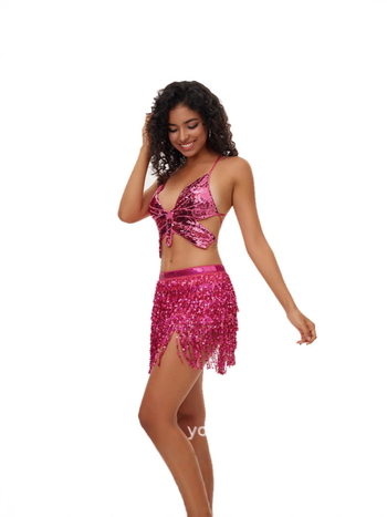 Stseenide tantsukostüüm paillettide ja küttidega, tikanditega; suvi 2022, võrgumaterjal, akrüül 70–80% ja spandeks