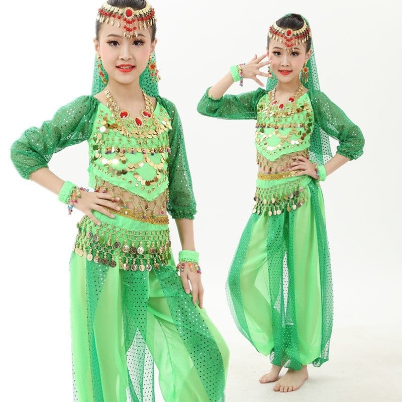 Laste Indias tantsu esinemiskoostüüm, pikad varrukad, 50–70% Spandex segu, keemiliste kiudude kangas, Hiina stiil, kirjanduslik retro, kevad 2025