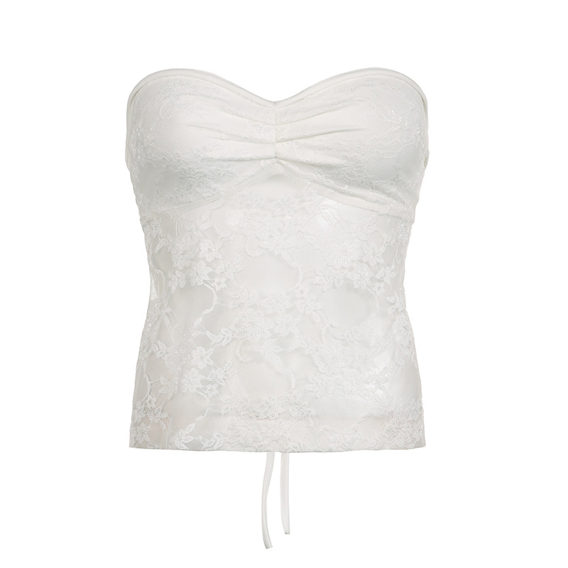 Lace backless bustier top – rihmita, slim fit, lühike pikkus 40-50 cm, polüester