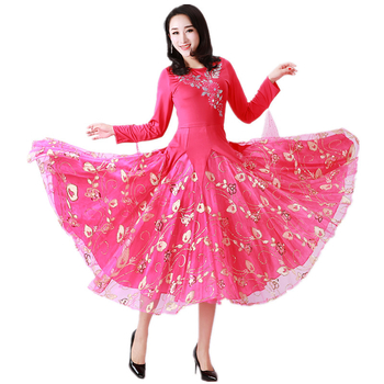 Ballroom tantsukleit, pikkade varrukatega, moods stiil, Waltz Large Swing, Milk Silk kangas 50% elastaani, naistele