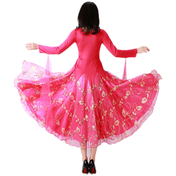 Ballroom tantsukleit, pikkade varrukatega, moods stiil, Waltz Large Swing, Milk Silk kangas 50% elastaani, naistele